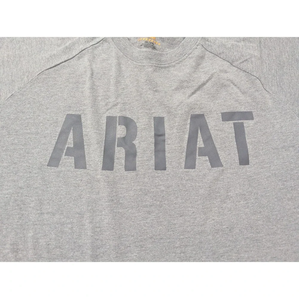 Ariat Rebar Sweater Mens 2XL Pullover Long Sleeve Crew Neck Gray‎ Spellout